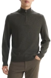 Theory Hilles Quarter Zip Cashmere Sweater In Hunter Green Melange