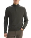 Theory Walton Cotton Honeycomb Textured Quarter Zip Sweater In Hunter Green Melange