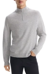 Theory Hilles Quarter Zip Cashmere Sweater In Pale Grey Melange