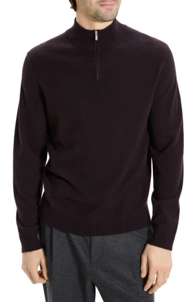 Theory Hilles Quarter Zip Cashmere Sweater In Purple