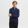 Theory Hilles Quarter-zip Sweater In Cashmere In Baltic Melange