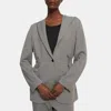 Theory Hooded Drape Jacket In Double-knit Jersey In Grey Mel/oat Mel