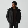 Theory Hooded Jacket In Bonded Wool-blend In Black