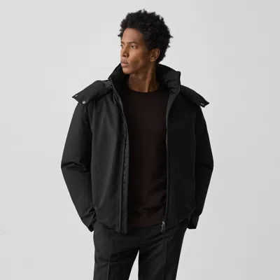 Theory Hooded Jacket In Bonded Wool-blend In Black