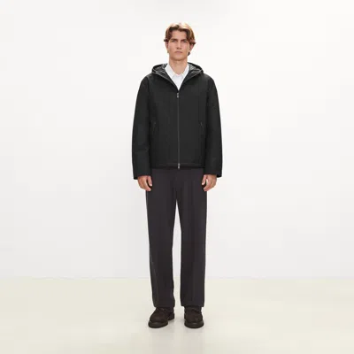 Theory Hooded Jacket In Bonded Wool-blend In Black