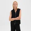 Theory Hooded Zip-up Vest In Double-face Wool-cashmere In Black