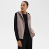 Theory Hooded Zip-up Vest In Double-face Wool-cashmere In Cinder Melange