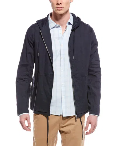 Theory Hoodie Linen-blend Jacket In Blue