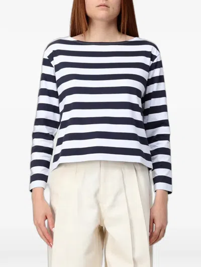 Theory Horizontal-stripe Long-sleeve T-shirt In Black