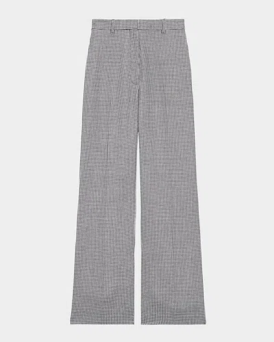Theory Houndstooth Classic Straight Trousers In Black Multi