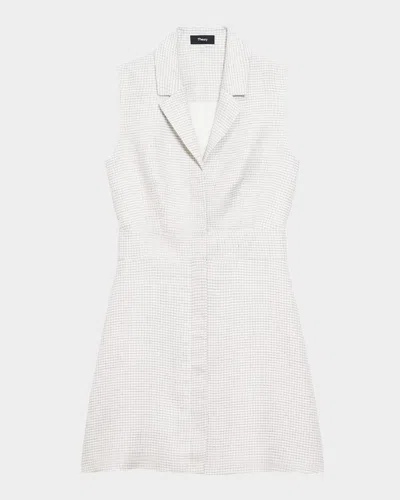 Theory Houndstooth Front Zip Mini Dress In Pltnmmulti