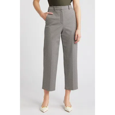 Theory Houndstooth High Waist Straight Leg Pants In Navy Multi