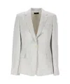 Theory B.mel Houndstooth Check Slim Fit Linen Blend Blazer In White