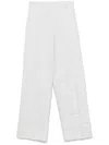 Theory Grey Linen Blend Houndstooth Trousers In Grey