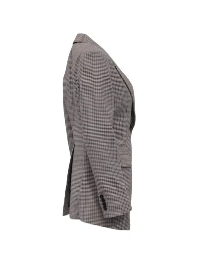 Pre-owned Theory Houndstooth-print Blazer In Brown