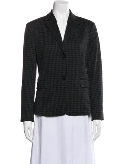 Pre-owned Theory Houndstooth Print Blazer In Green