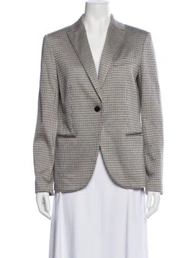 Pre-owned Theory Houndstooth Print Blazer In White