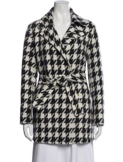 Pre-owned Theory Houndstooth Print Jacket In White