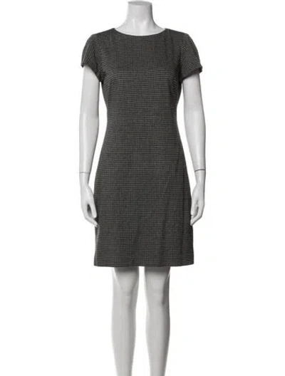 Pre-owned Theory Houndstooth Print Knee-length Dress In Gray