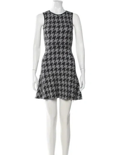 Pre-owned Theory Houndstooth Print Mini Dress In Black