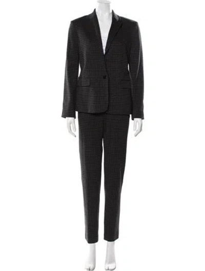 Pre-owned Theory Houndstooth Print Pantsuit In Black