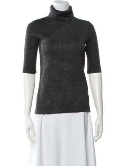 Pre-owned Theory Houndstooth Print Turtleneck Sweater In Grey