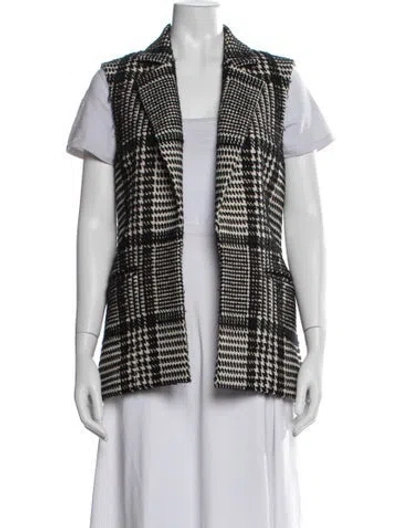 Pre-owned Theory Houndstooth Print Vest In Black