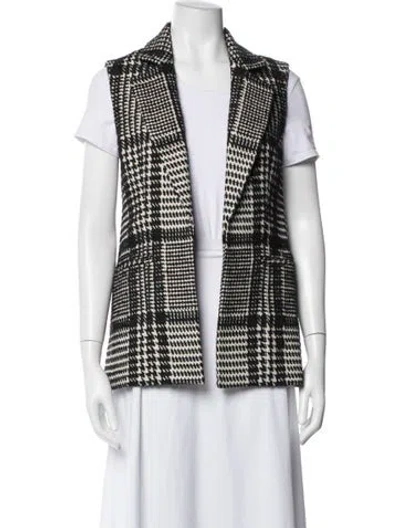 Pre-owned Theory Houndstooth Print Vest In Black
