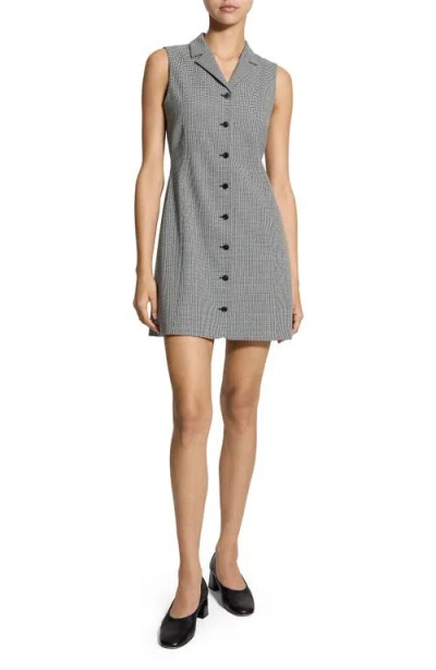 Theory Sleeveless Shirt Dress In Wool-blend Twist In Gray