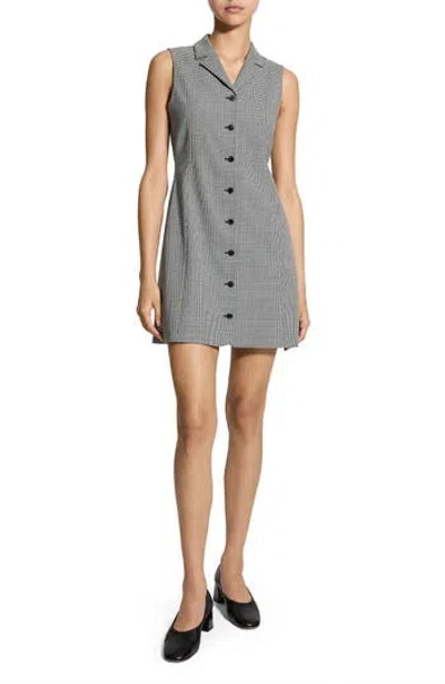 Theory Houndstooth Sleeveless Minidress In Black Multi - A0p