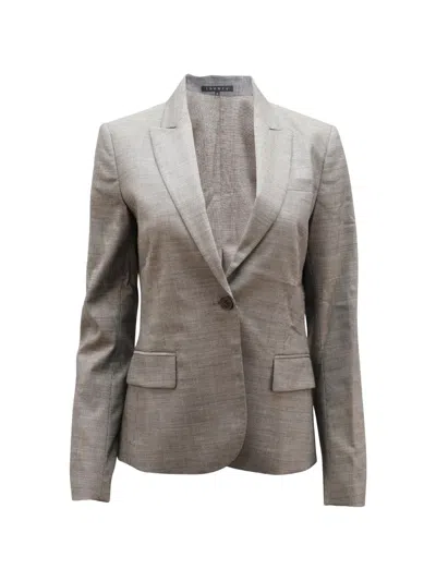 Pre-owned Theory Houndstooth Suit Blazer In Gray
