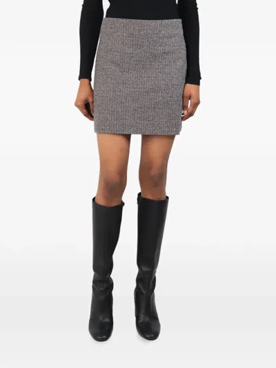 Pre-owned Theory Houndstooth-pattern Mini Skirt In Black