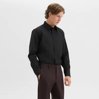 Theory Hugh Shirt In Virgin Wool In Black