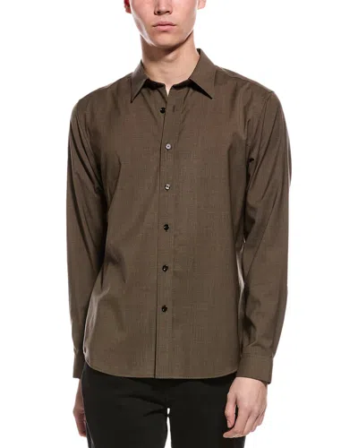 Theory Hugh Wool Shirt In Brown