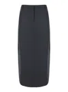 Theory Midi Grey Skirt With Slit In Wool Blend Woman In Grey