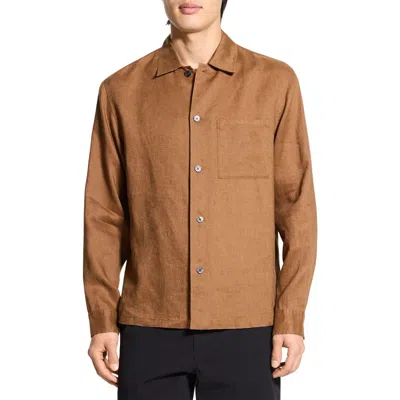 THEORY THEORY IRVING BOXY LINEN BUTTON-UP SHIRT