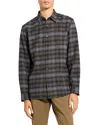 Theory Irving Plaid Cotton Flannel Button-up Shirt In Brown