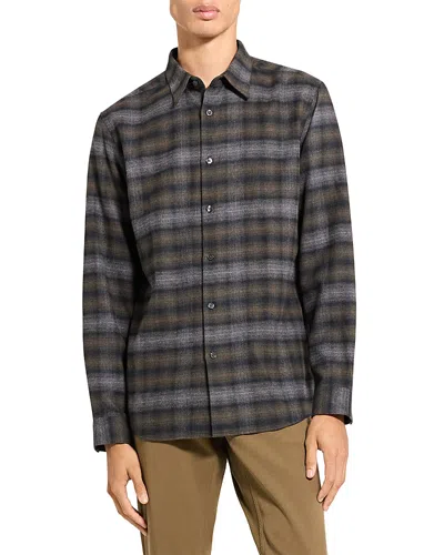 THEORY IRVING BUTTON DOWN IN SOFT PLAID COTTON