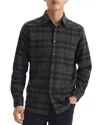 Theory Irving Plaid Cotton Flannel Button-up Shirt In Hunter Green Melange