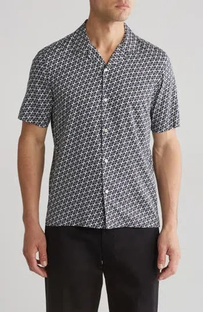 Theory Irving Geo Camp Shirt In Baltic/white