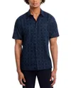 Theory Irving Grid Print Short Sleeve Lyocell Button-up Shirt In Baltic Multi