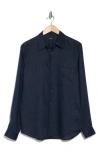 Theory Irving Linen Button-up Shirt In Baltic