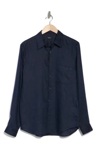Theory Irving Linen Button-up Shirt In Baltic