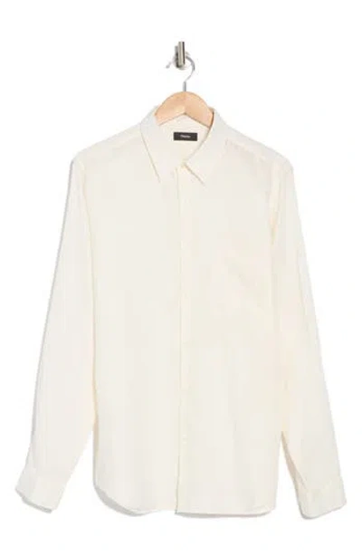 Theory Irving Linen Button-up Shirt In Ivory