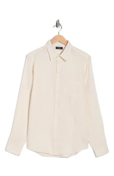 Theory Irving Linen Button-up Shirt In Neutral