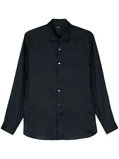 Theory Irving Linen Shirt In Blue