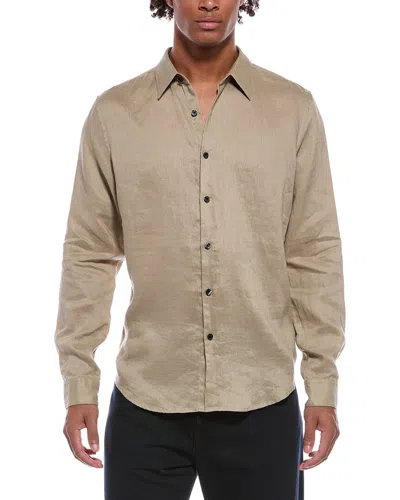 Theory Irving Relaxed Fit Linen Button-up Shirt In Brown