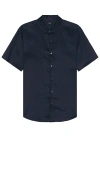 Theory Irving Short-sleeve Shirt In Relaxed Linen In 波罗的海纹