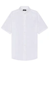 Theory Noll Short-sleeve Shirt In Relaxed Linen In 白色
