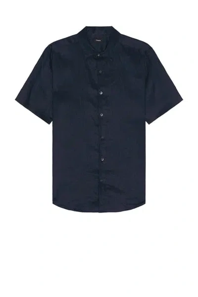 THEORY IRVING LINEN SHORT SLEEVE SHIRT